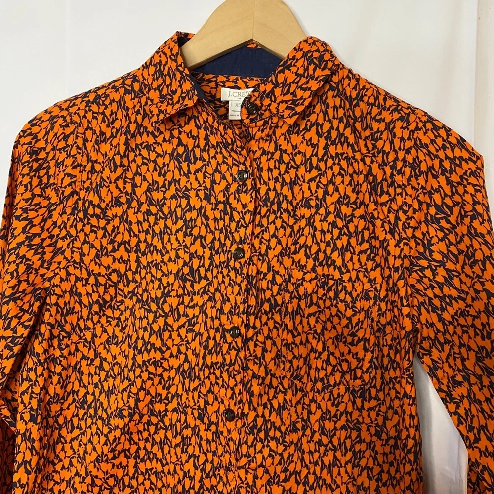 NWT J. Crew Tunic Shirt Top - XS Orange‎ Long Sleeve Blouse